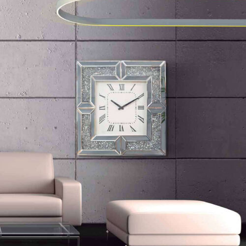 Reloj espejo con incrustaciones de cristal